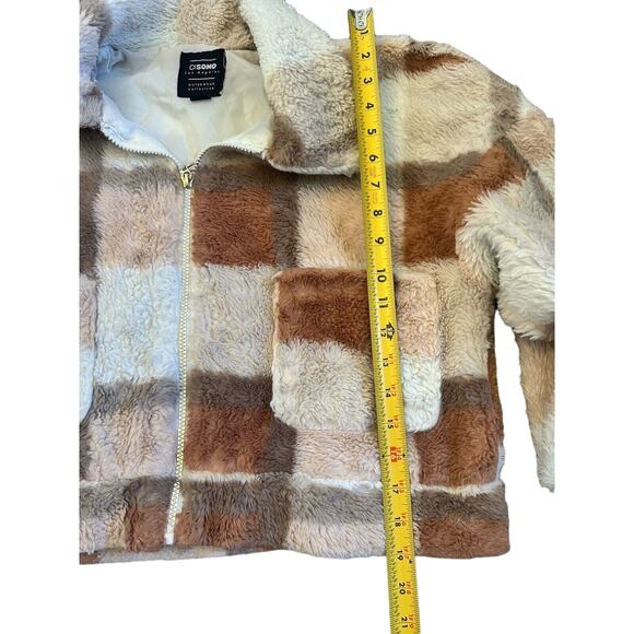 Ci Sono - Women’s Cropped Plaid Full Zip Fuzzy Soft Jacket in Size Medium - Picture 4 of 7